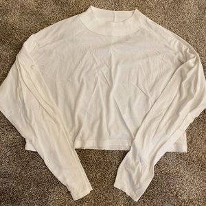 High Neck Free People Cropped White Shirt